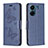 Custodia Portafoglio In Pelle Farfalla Cover con Supporto B01F per Xiaomi Poco C65 Blu