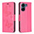 Custodia Portafoglio In Pelle Farfalla Cover con Supporto B01F per Xiaomi Poco C65 Rosa Caldo