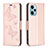 Custodia Portafoglio In Pelle Farfalla Cover con Supporto B01F per Xiaomi Poco F5 5G Oro Rosa