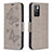 Custodia Portafoglio In Pelle Farfalla Cover con Supporto B01F per Xiaomi Redmi 10 4G Grigio