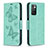 Custodia Portafoglio In Pelle Farfalla Cover con Supporto B01F per Xiaomi Redmi 10 4G Verde