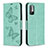 Custodia Portafoglio In Pelle Farfalla Cover con Supporto B01F per Xiaomi Redmi Note 10 5G Verde