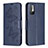 Custodia Portafoglio In Pelle Farfalla Cover con Supporto B01F per Xiaomi Redmi Note 10T 5G Blu