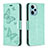 Custodia Portafoglio In Pelle Farfalla Cover con Supporto B01F per Xiaomi Redmi Note 12 Turbo 5G Verde