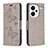 Custodia Portafoglio In Pelle Farfalla Cover con Supporto B01F per Xiaomi Redmi Note 13 Pro+ Plus 5G Grigio