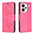 Custodia Portafoglio In Pelle Farfalla Cover con Supporto B01F per Xiaomi Redmi Note 13 Pro+ Plus 5G Rosa Caldo