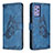 Custodia Portafoglio In Pelle Farfalla Cover con Supporto B02F per Samsung Galaxy A72 4G Blu