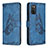 Custodia Portafoglio In Pelle Farfalla Cover con Supporto B02F per Samsung Galaxy M02s Blu