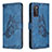 Custodia Portafoglio In Pelle Farfalla Cover con Supporto B02F per Samsung Galaxy S20 FE 4G Blu