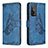 Custodia Portafoglio In Pelle Farfalla Cover con Supporto B02F per Xiaomi Mi 10T 5G Blu