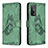 Custodia Portafoglio In Pelle Farfalla Cover con Supporto B02F per Xiaomi Mi 10T 5G Verde