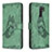 Custodia Portafoglio In Pelle Farfalla Cover con Supporto B02F per Xiaomi Redmi 9 Verde