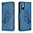 Custodia Portafoglio In Pelle Farfalla Cover con Supporto B02F per Xiaomi Redmi Note 10T 5G Blu