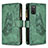 Custodia Portafoglio In Pelle Farfalla Cover con Supporto B03F per Samsung Galaxy A03s Verde