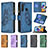 Custodia Portafoglio In Pelle Farfalla Cover con Supporto B03F per Samsung Galaxy A21