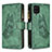 Custodia Portafoglio In Pelle Farfalla Cover con Supporto B03F per Samsung Galaxy F12 Verde