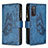 Custodia Portafoglio In Pelle Farfalla Cover con Supporto B03F per Samsung Galaxy S20 FE (2022) 5G Blu