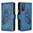 Custodia Portafoglio In Pelle Farfalla Cover con Supporto B03F per Samsung Galaxy S20 FE 4G Blu