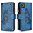 Custodia Portafoglio In Pelle Farfalla Cover con Supporto B03F per Xiaomi POCO C3 Blu