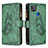 Custodia Portafoglio In Pelle Farfalla Cover con Supporto B03F per Xiaomi POCO C3 Verde