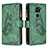 Custodia Portafoglio In Pelle Farfalla Cover con Supporto B03F per Xiaomi Redmi Note 9 Verde