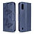 Custodia Portafoglio In Pelle Farfalla Cover con Supporto B13F per Samsung Galaxy A01 SM-A015 Blu