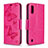 Custodia Portafoglio In Pelle Farfalla Cover con Supporto B13F per Samsung Galaxy A01 SM-A015 Rosa Caldo
