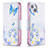 Custodia Portafoglio In Pelle Farfalla Cover con Supporto L01 per Apple iPhone 14 Blu