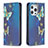 Custodia Portafoglio In Pelle Farfalla Cover con Supporto L01 per Apple iPhone 14 Pro Blu