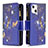 Custodia Portafoglio In Pelle Farfalla Cover con Supporto L03 per Apple iPhone 13 Blu