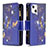 Custodia Portafoglio In Pelle Farfalla Cover con Supporto L03 per Apple iPhone 15 Blu