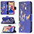 Custodia Portafoglio In Pelle Farfalla Cover con Supporto L07 per Apple iPhone 13 Blu Notte