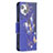 Custodia Portafoglio In Pelle Farfalla Cover con Supporto L07 per Apple iPhone 13 Blu Notte