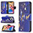 Custodia Portafoglio In Pelle Farfalla Cover con Supporto L07 per Apple iPhone 13 Pro Blu Notte