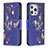 Custodia Portafoglio In Pelle Farfalla Cover con Supporto L07 per Apple iPhone 13 Pro Blu Notte