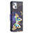 Custodia Portafoglio In Pelle Farfalla Cover con Supporto L07 per Apple iPhone 14 Plus Multicolore