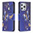 Custodia Portafoglio In Pelle Farfalla Cover con Supporto L07 per Apple iPhone 15 Pro Max Blu Notte