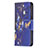 Custodia Portafoglio In Pelle Farfalla Cover con Supporto L07 per Apple iPhone 15 Pro Max Blu Notte