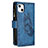 Custodia Portafoglio In Pelle Farfalla Cover con Supporto L08 per Apple iPhone 13 Blu