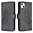 Custodia Portafoglio In Pelle Farfalla Cover con Supporto L08 per Apple iPhone 13 Nero