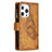 Custodia Portafoglio In Pelle Farfalla Cover con Supporto L08 per Apple iPhone 13 Pro Marrone