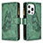 Custodia Portafoglio In Pelle Farfalla Cover con Supporto L08 per Apple iPhone 13 Pro Max Verde