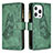 Custodia Portafoglio In Pelle Farfalla Cover con Supporto L08 per Apple iPhone 13 Pro Verde