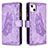 Custodia Portafoglio In Pelle Farfalla Cover con Supporto L08 per Apple iPhone 13 Viola