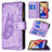 Custodia Portafoglio In Pelle Farfalla Cover con Supporto L08 per Apple iPhone 13 Viola