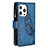 Custodia Portafoglio In Pelle Farfalla Cover con Supporto L08 per Apple iPhone 14 Pro Blu