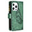 Custodia Portafoglio In Pelle Farfalla Cover con Supporto L08 per Apple iPhone 14 Pro Max Verde