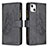 Custodia Portafoglio In Pelle Farfalla Cover con Supporto L08 per Apple iPhone 15 Nero