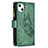 Custodia Portafoglio In Pelle Farfalla Cover con Supporto L08 per Apple iPhone 15 Verde