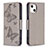 Custodia Portafoglio In Pelle Farfalla Cover con Supporto L09 per Apple iPhone 13 Grigio